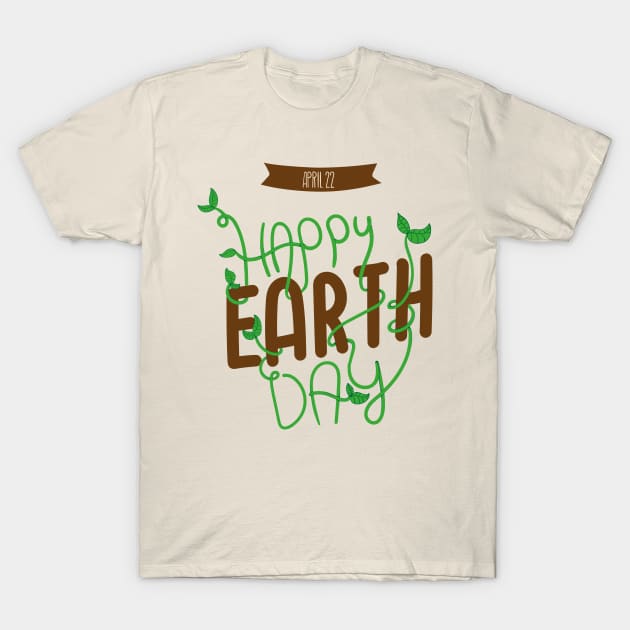 Happy Earth Day Typo T-Shirt by Mako Design 